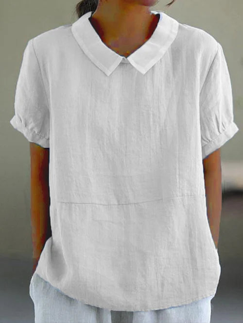 Women's Elegant Linen Blend Top Blouse