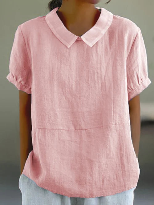 Women's Elegant Linen Blend Top Blouse