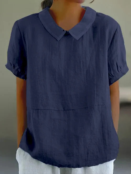 Women's Elegant Linen Blend Top Blouse