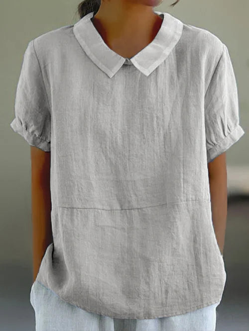 Women's Elegant Linen Blend Top Blouse
