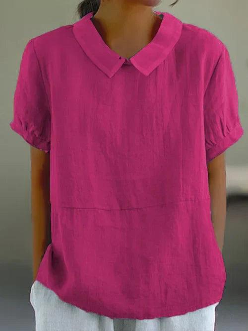 Women's Elegant Linen Blend Top Blouse