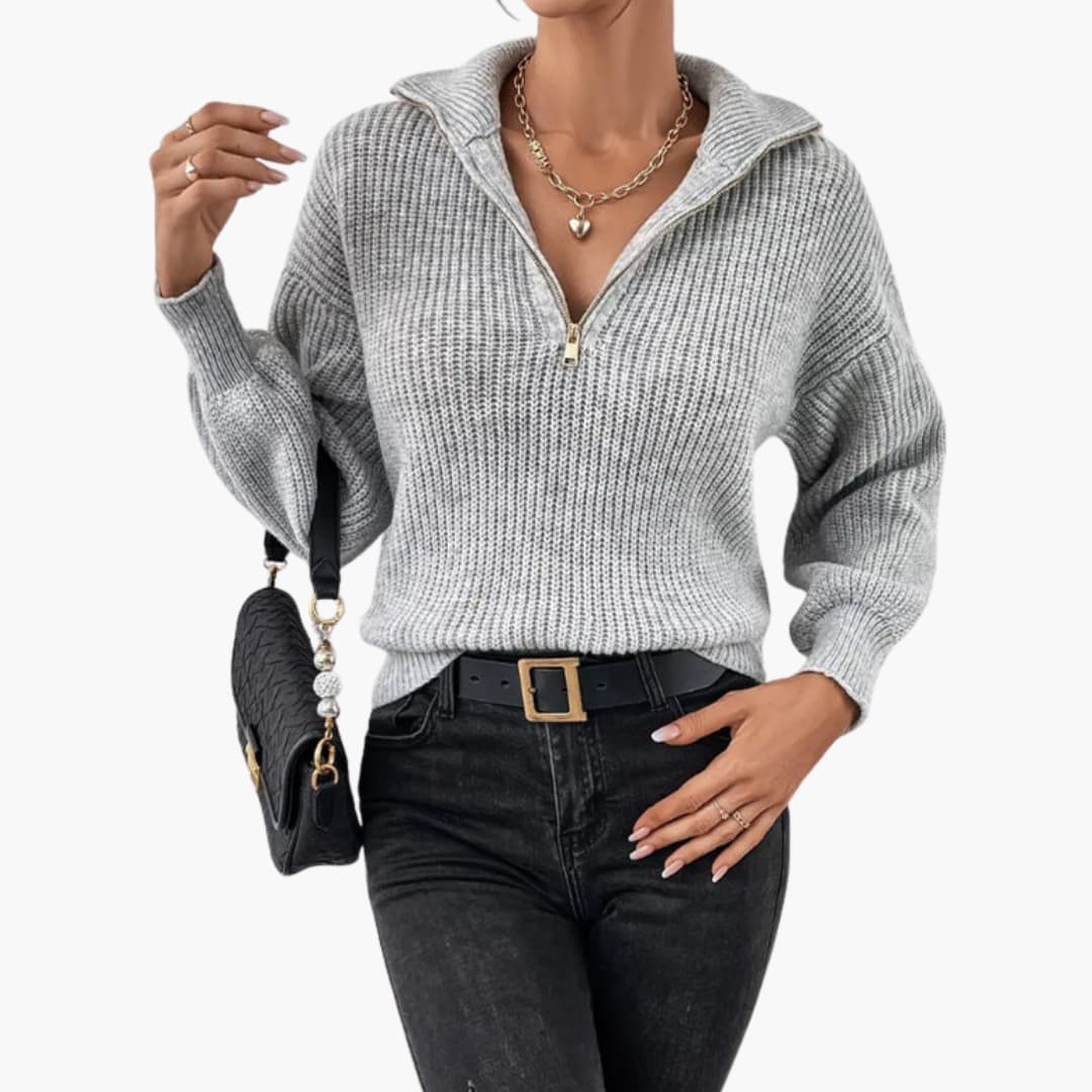 Women's Half-Zip Rib Knit Sweater 1