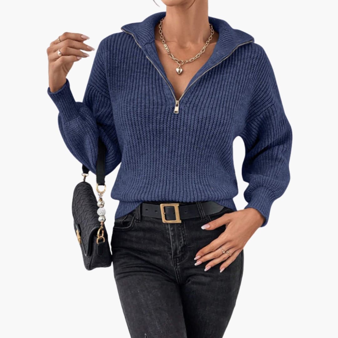 Women's Half-Zip Rib Knit Sweater 2