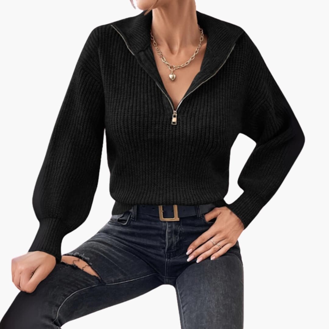 Women's Half-Zip Rib Knit Sweater 3