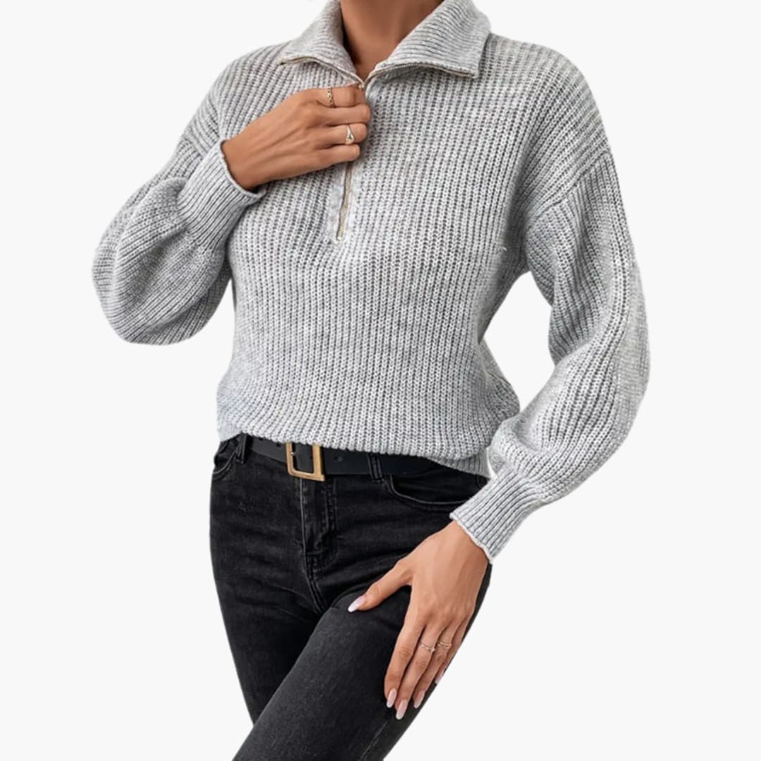 Women's Half-Zip Rib Knit Sweater 5