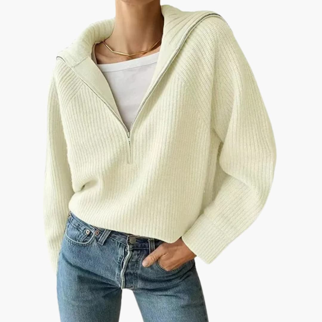 Women's Half-Zip Sweater with Stand-Up Collar 3