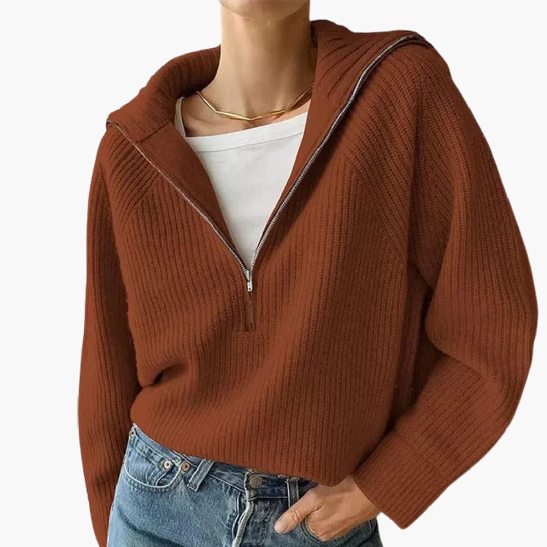 Women's Half-Zip Sweater with Stand-Up Collar 6