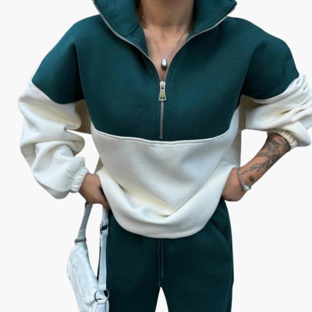 Women's High Neck Sweater with Half Zipper 2