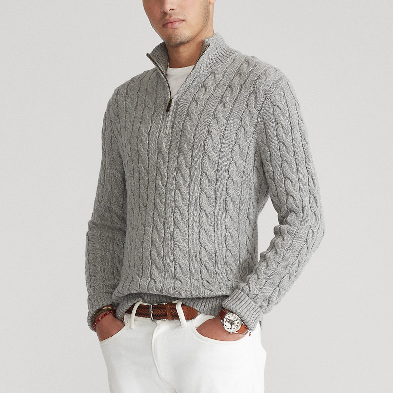 Men's High Neck Zip Sweater
