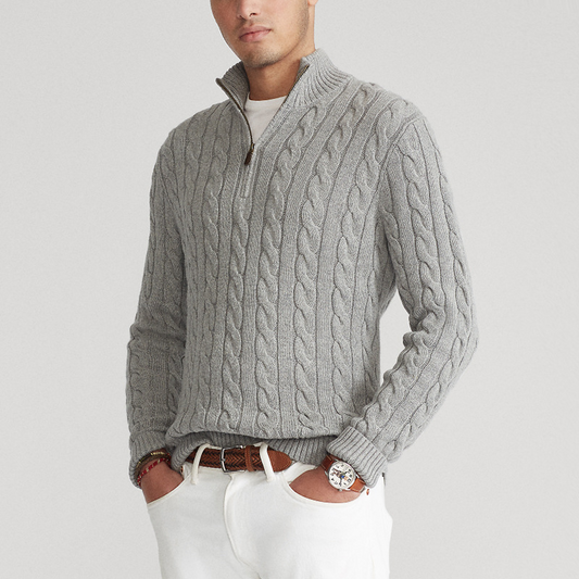 Men's High Neck Zip Sweater
