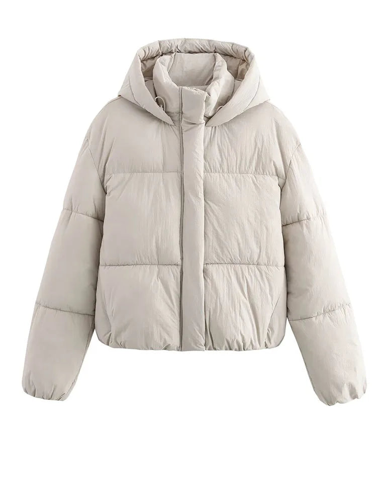 Women's Hooded Puffer Jacket with Quilted Design 0