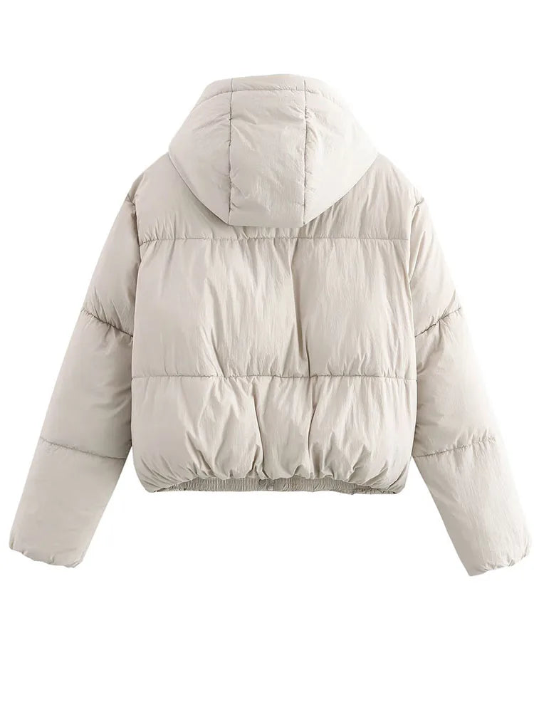 Women's Hooded Puffer Jacket with Quilted Design 2
