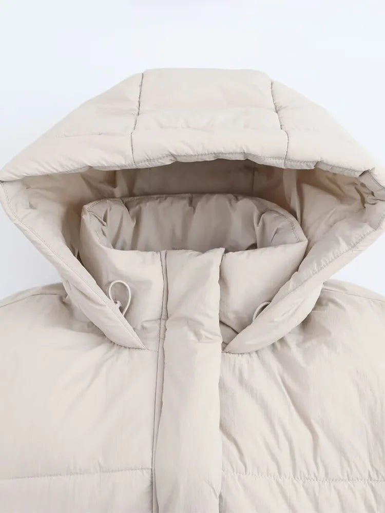 Women's Hooded Puffer Jacket with Quilted Design 3