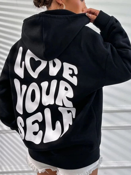 Women's Inspirational Hoodie - Love Yourself Sweatshirt 0