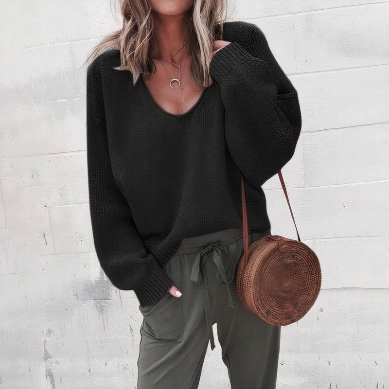 Women's Knit V-Neck Sweater