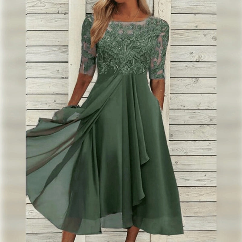 Women's Lace Chiffon Midi Dress 1