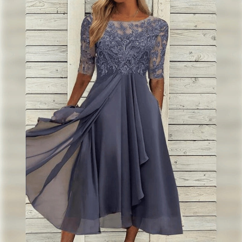 Women's Lace Chiffon Midi Dress 3