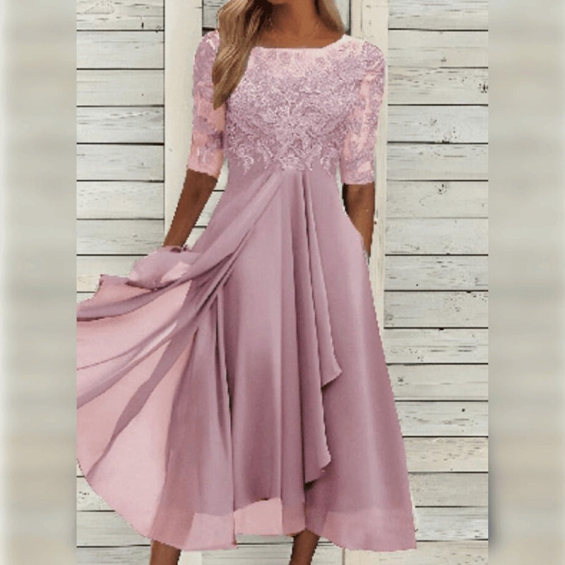 Women's Lace Chiffon Midi Dress 6