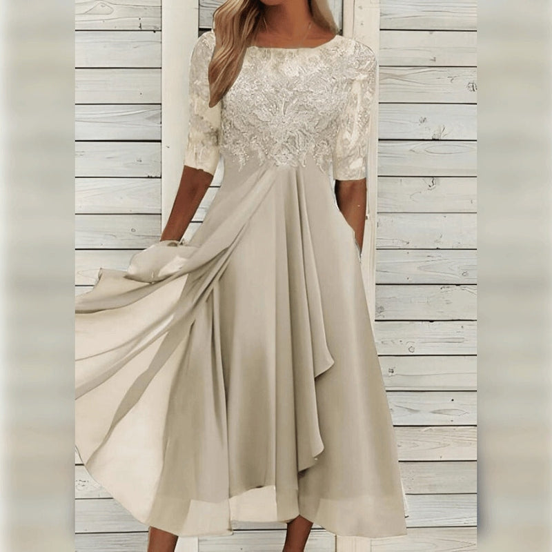 Women's Lace Chiffon Midi Dress 7