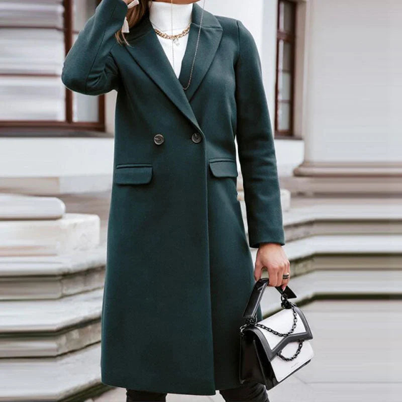 Women's Long Trench Coat - Elegant Winter Coat