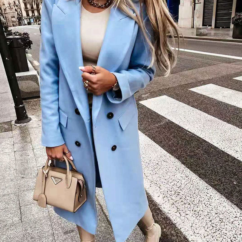 Women's Long Trench Coat - Elegant Winter Coat