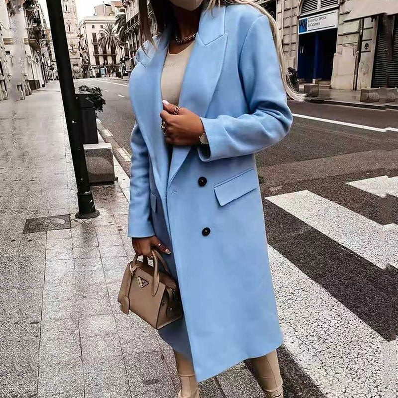 Women's Long Trench Coat - Elegant Winter Coat