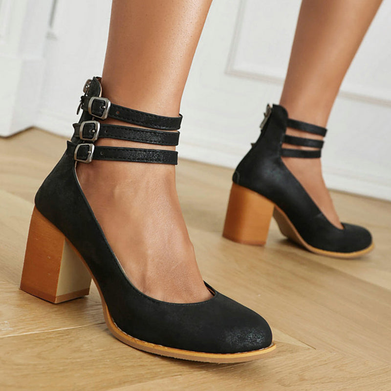 Women's Minimalist Ankle Strap Sandals with Chunky Heel 10