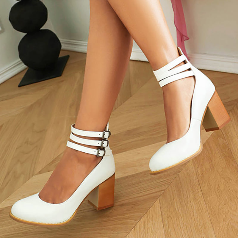 Women's Minimalist Ankle Strap Sandals with Chunky Heel 11