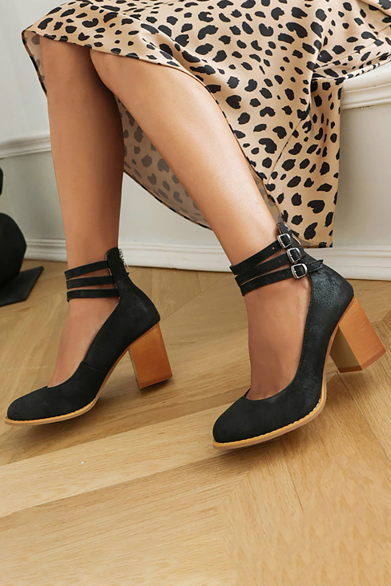 Women's Minimalist Ankle Strap Sandals with Chunky Heel 4