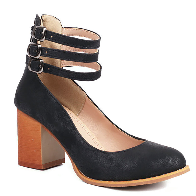 Women's Minimalist Ankle Strap Sandals with Chunky Heel 6