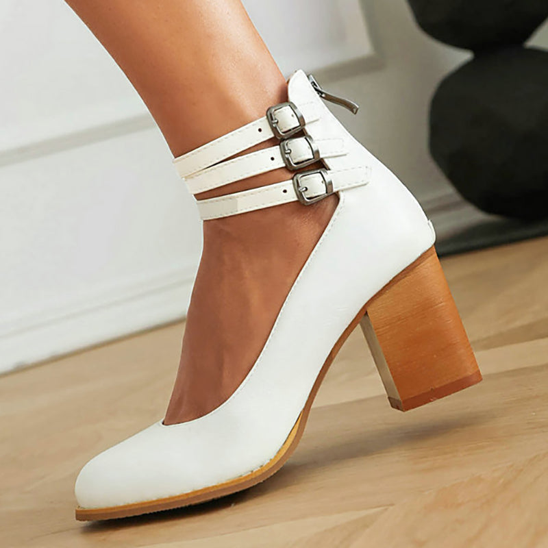 Women's Minimalist Ankle Strap Sandals with Chunky Heel 8