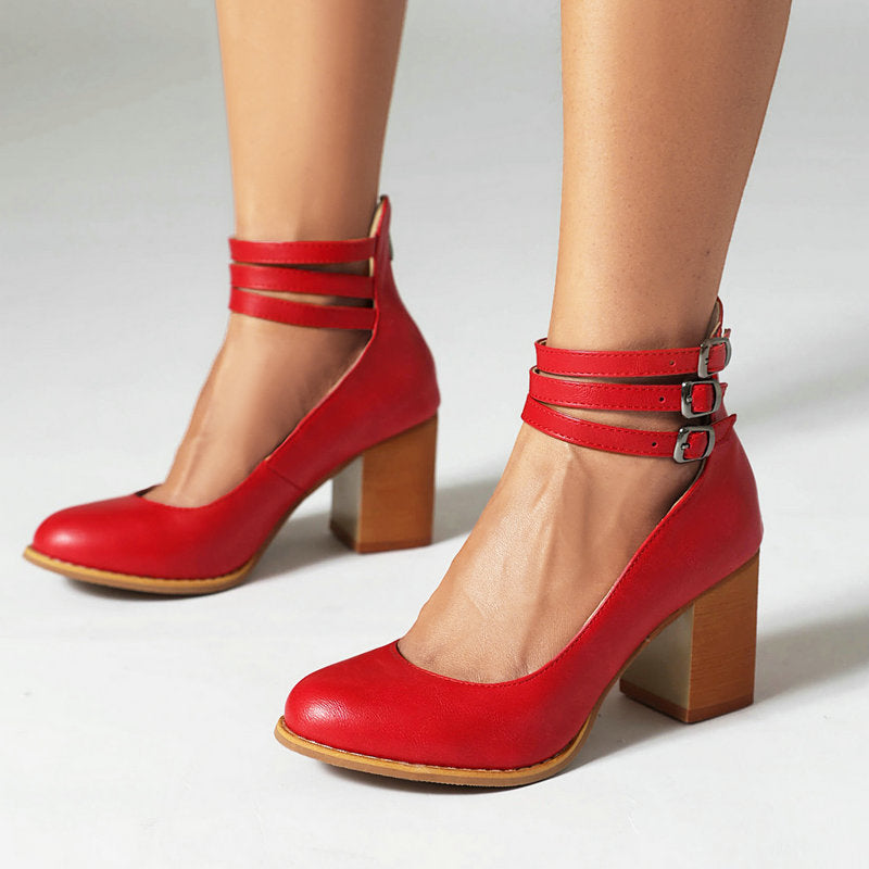 Women's Minimalist Ankle Strap Sandals with Chunky Heel 9