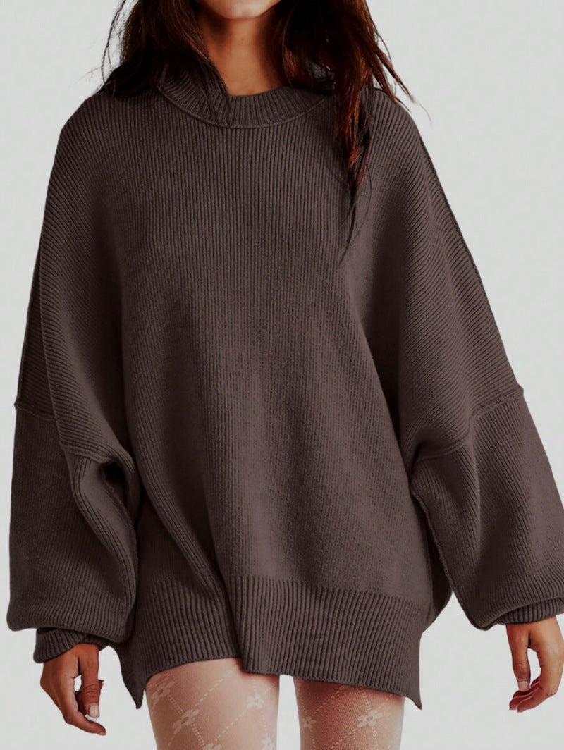 Women's Oversized Knit Sweater with Side Slits 4