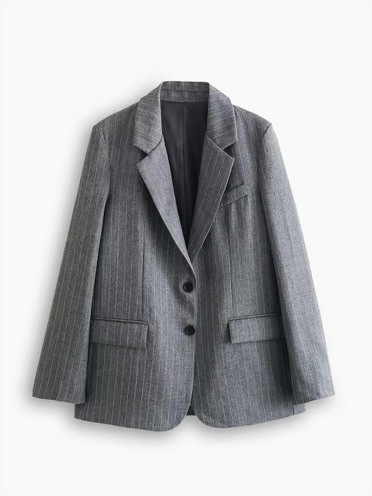 Women's Oversized Pinstripe Blazer with Two Buttons 0