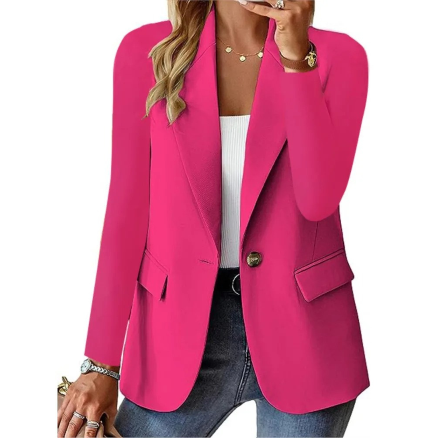 Women's Plus Size Casual Long Sleeve Blazer 1