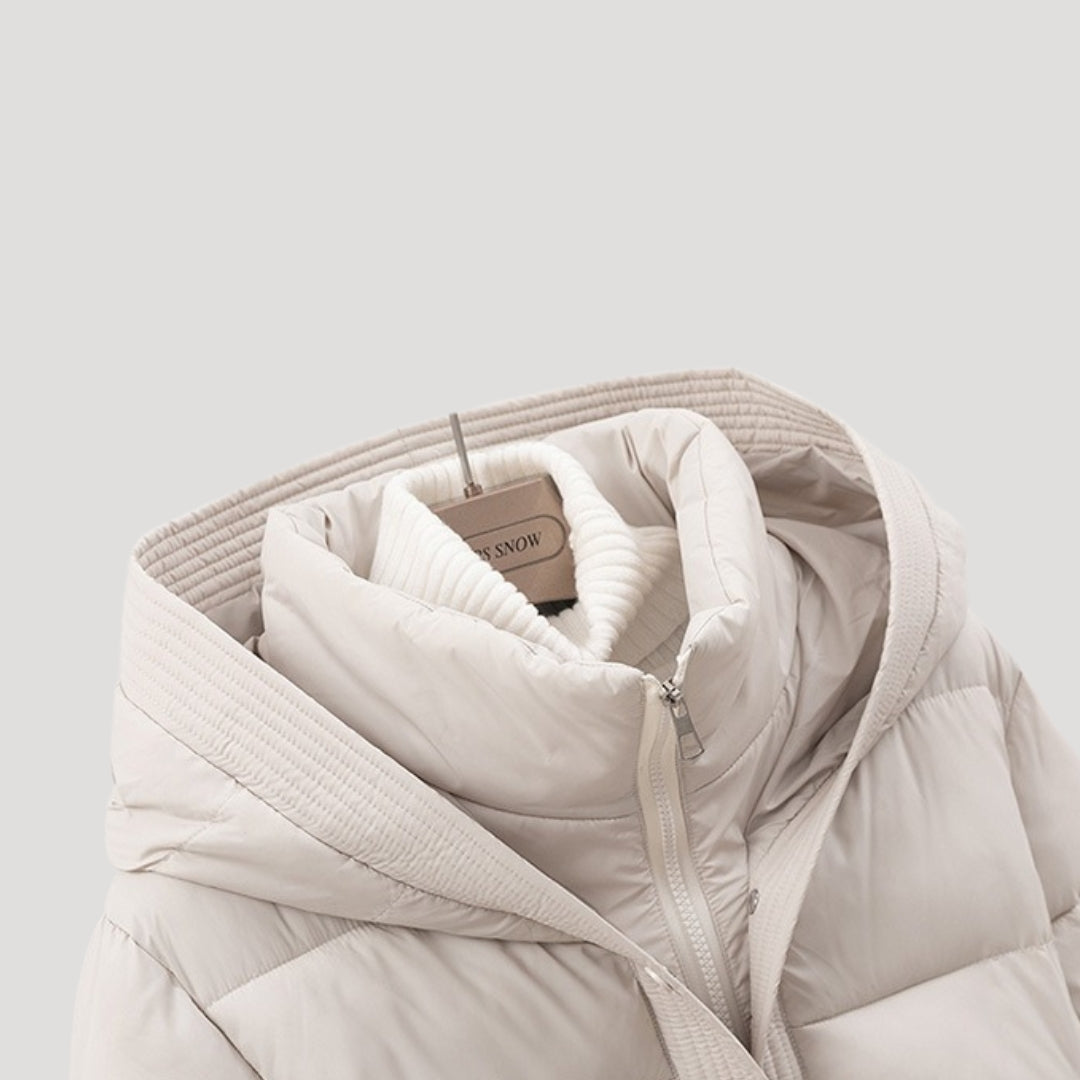 Women's Puffer Jacket with Hood and Belt for Winter Coats 5