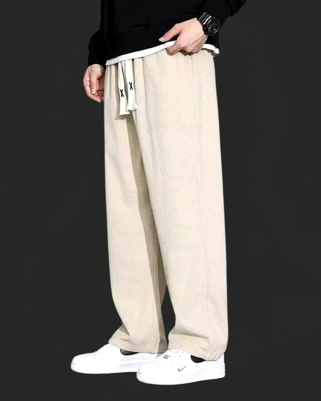 Women's Relaxed Corduroy Pants with Drawstring Waist 3