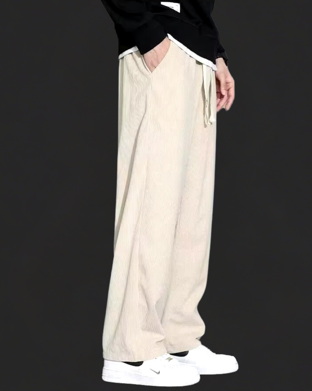 Women's Relaxed Corduroy Pants with Drawstring Waist 4