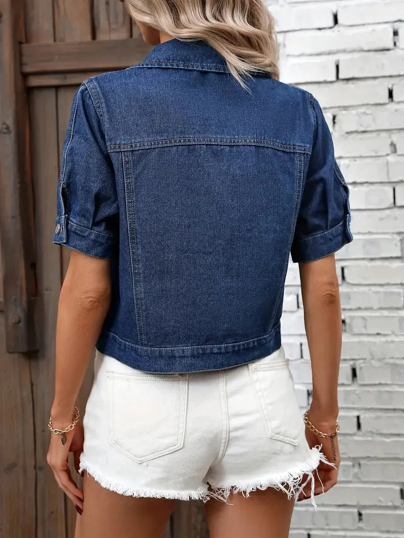 Women's Short Sleeve Denim Jacket 1