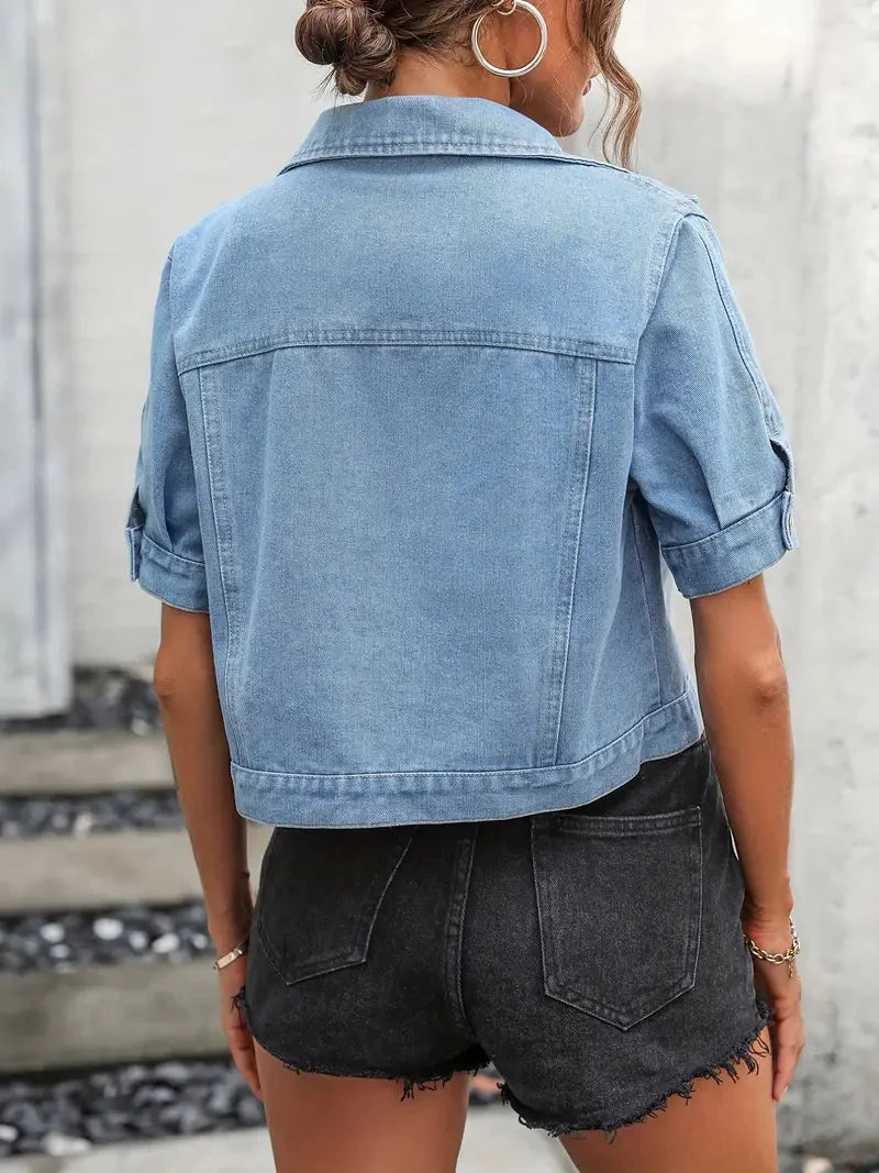 Women's Short Sleeve Denim Jacket 5