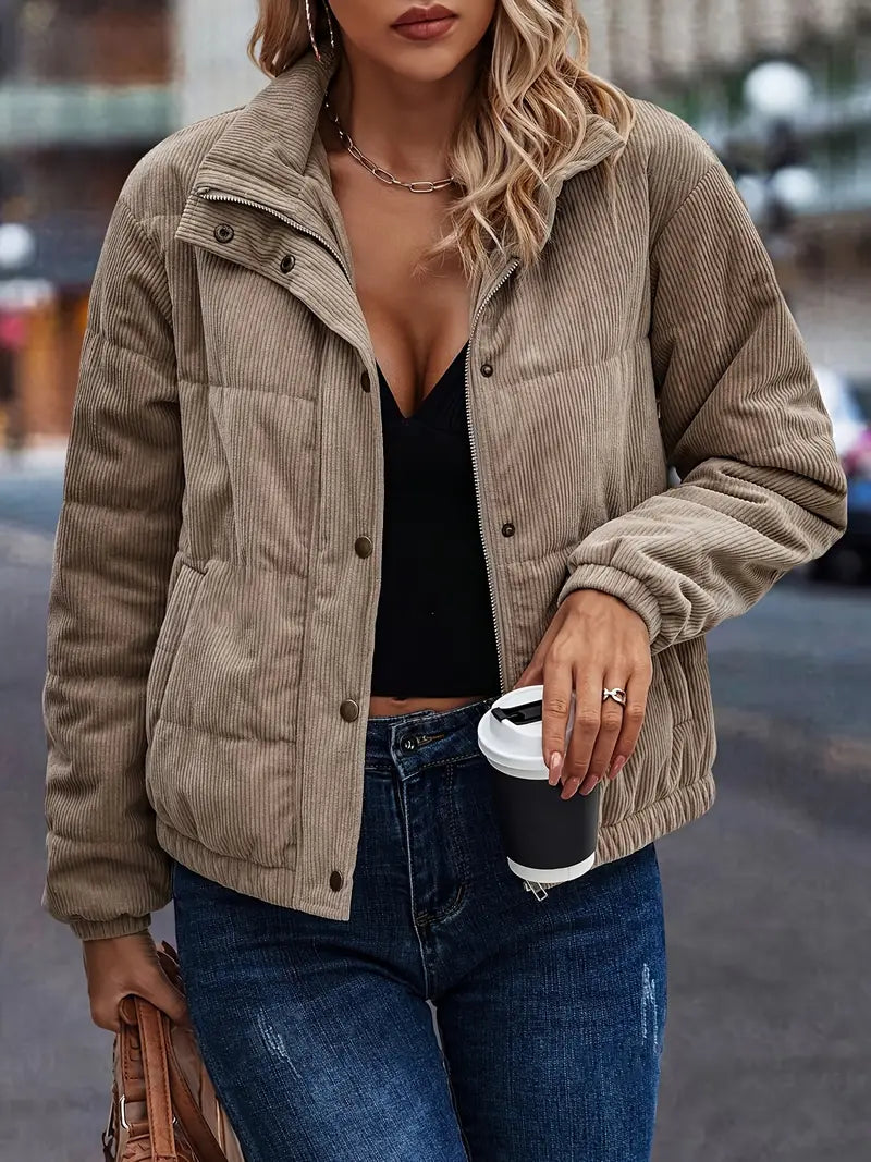 Women's Stylish Zip-Up Jacket with Snap Buttons 3