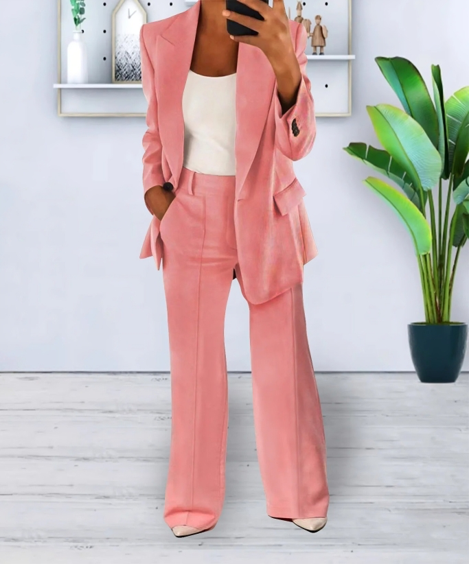 Women's Tailored Blazer and Wide-Leg Pants Set 2