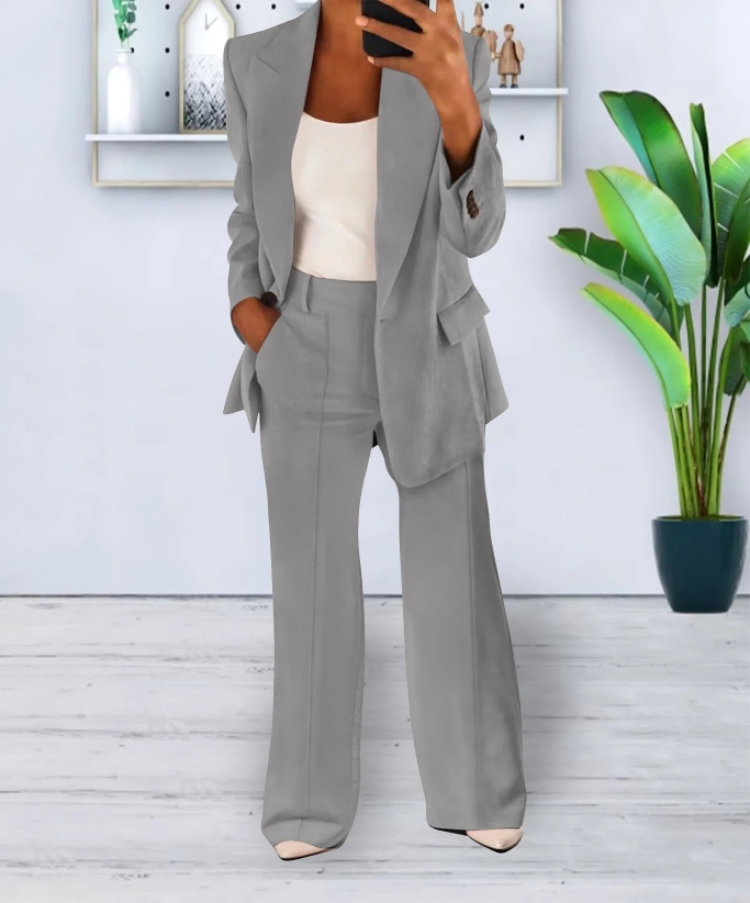 Women's Tailored Blazer and Wide-Leg Pants Set 6