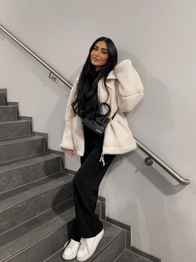 Women's Teddy Jacket with Double Zipper for Winter Coats