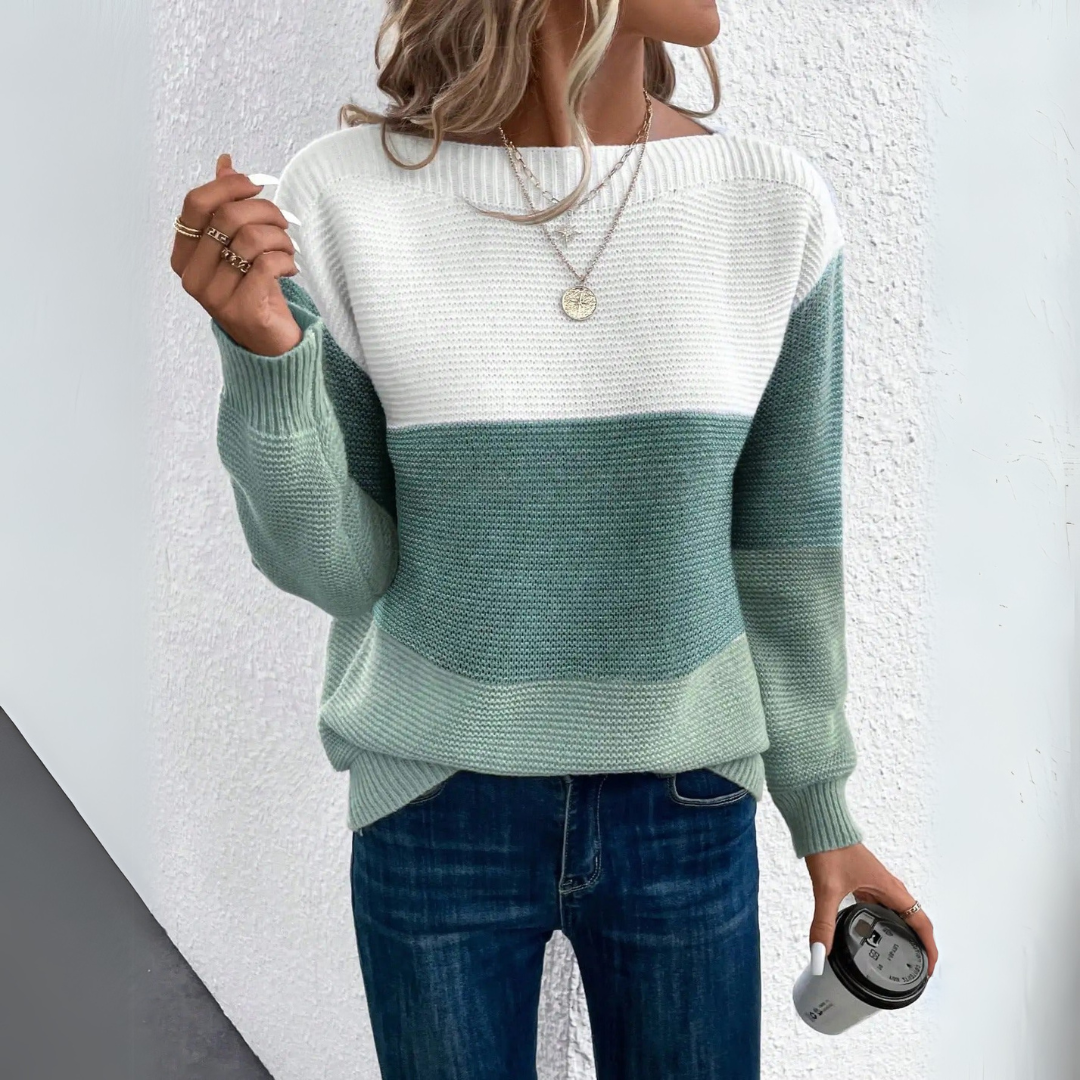 Women's Tri-Color Patchwork Sweater 0