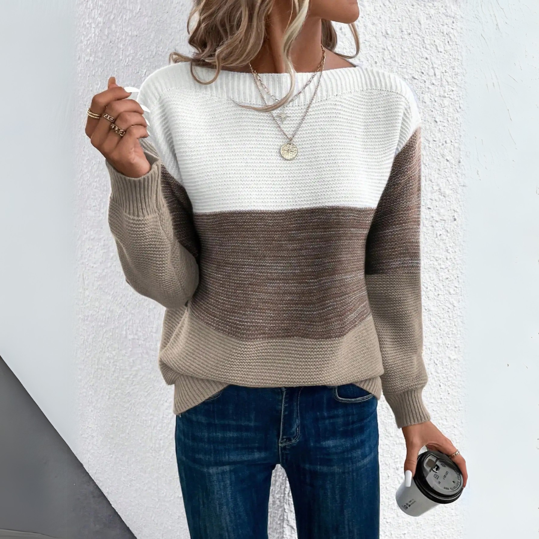 Women's Tri-Color Patchwork Sweater 1