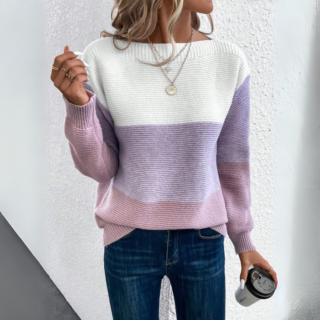 Women's Tri-Color Patchwork Sweater 2