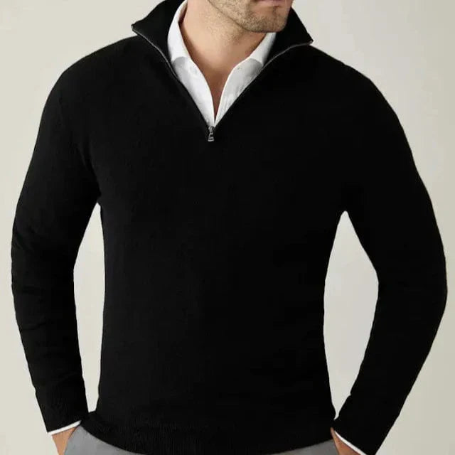 Men's Two-Layer Zip Jacket with Ribbed Funnel Collar