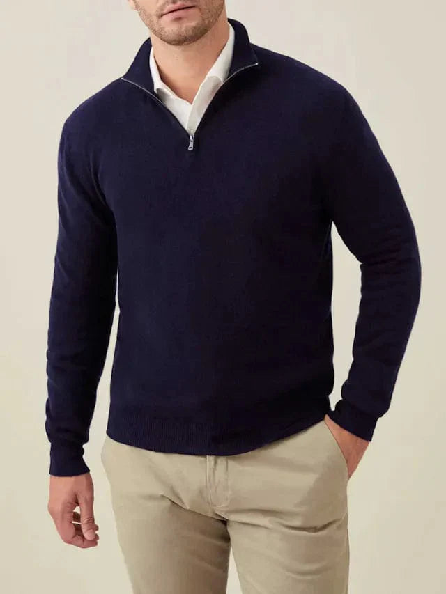 Men's Two-Layer Zip Jacket with Ribbed Funnel Collar