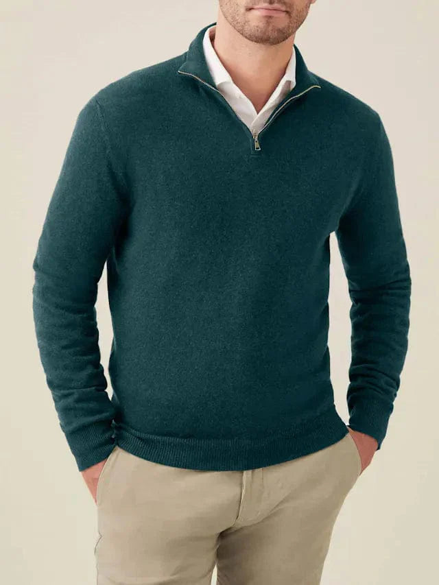 Men's Two-Layer Zip Jacket with Ribbed Funnel Collar